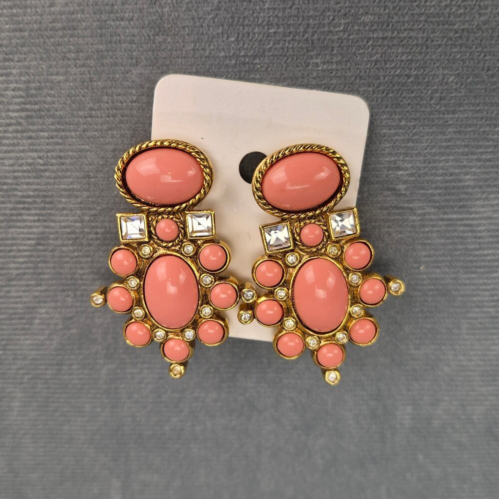 Elizabeth Taylor for Avon Barbie Pink Cabochon Vintage 1995 Crystal Clip Earring